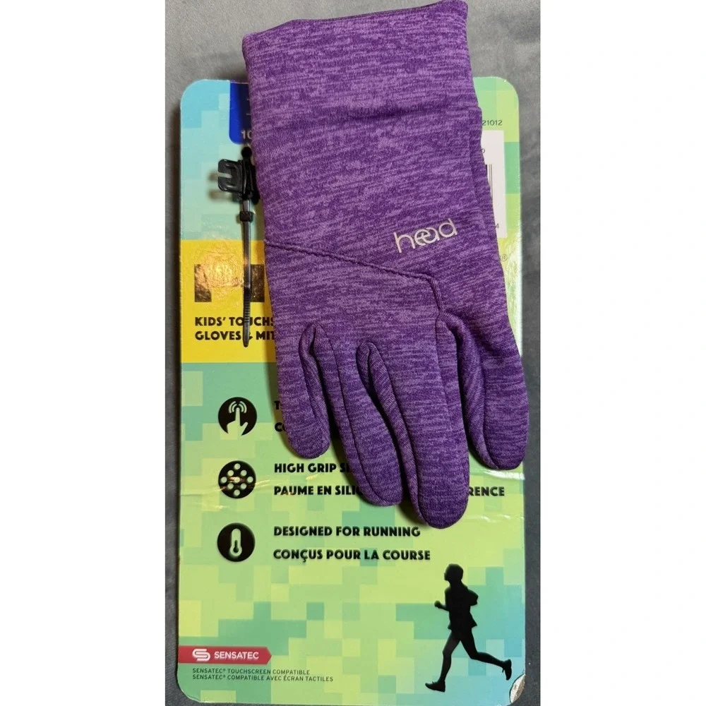 HEAD Touchscreen Winter Gloves Youth Girls Running Warm Purple Violet Large